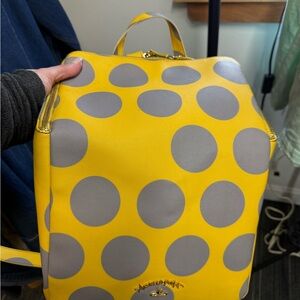 Vivienne Westwood Yellow Backpack with Gray Polka Dot Print